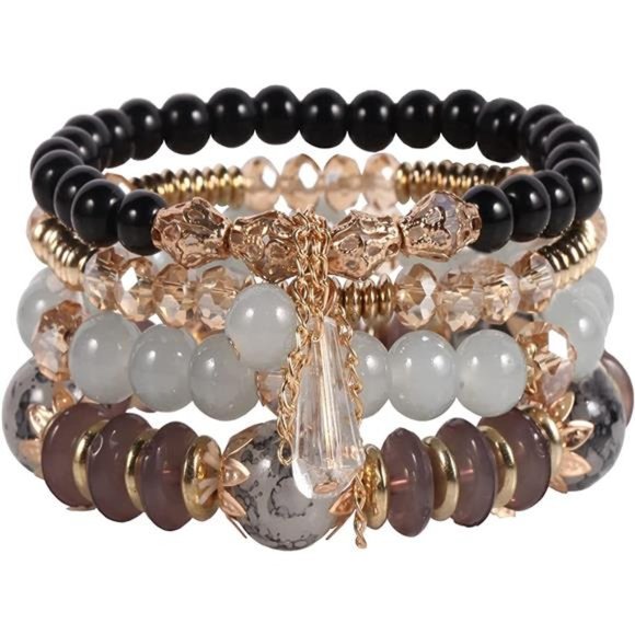 Bohemian Boho Stackable Bracelets for Women Set - Girls Stretch Stackable Beads - Picture 3 of 5